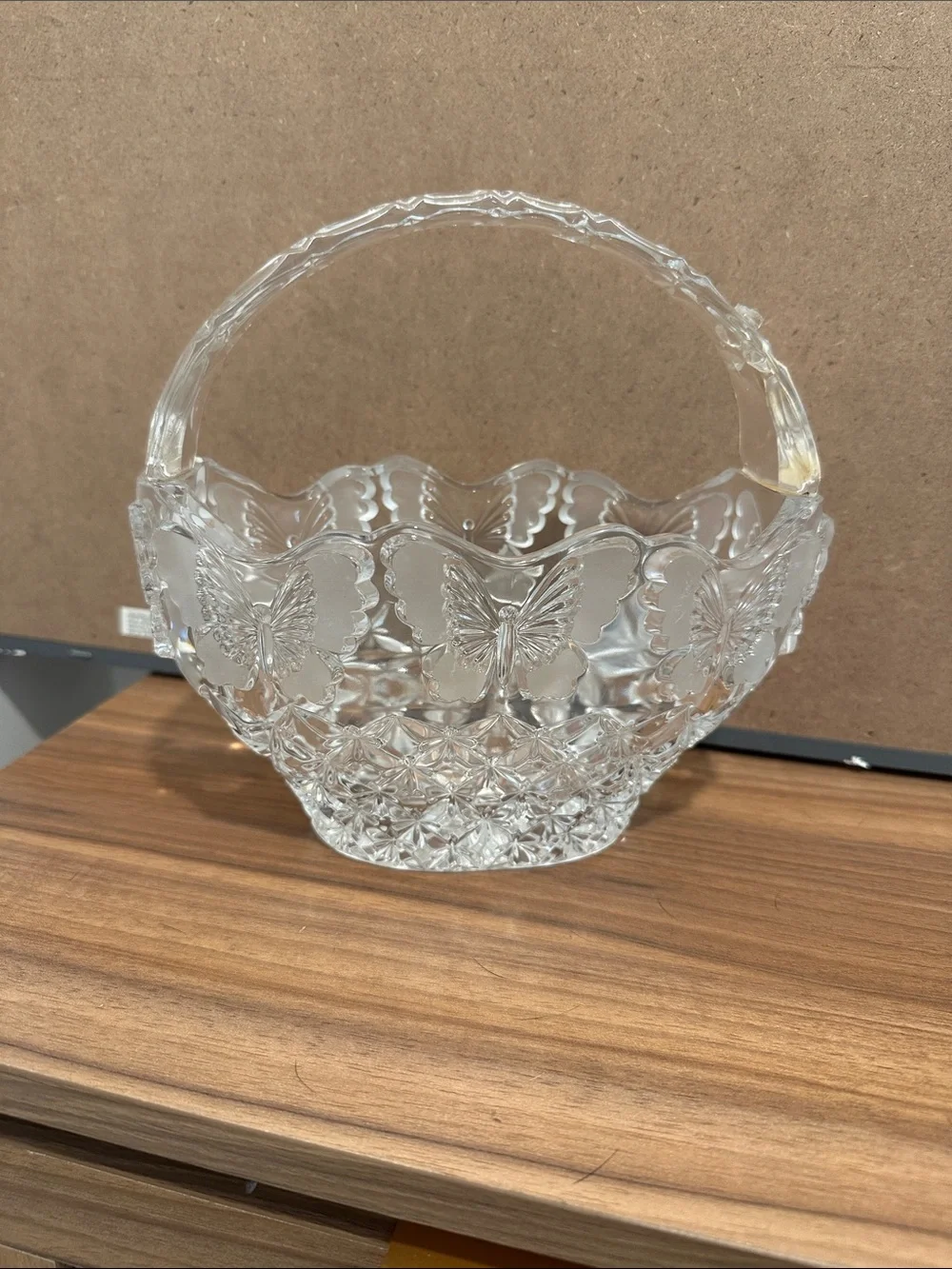 Clear Glass Butterfly Basket - Decorative Home Accent